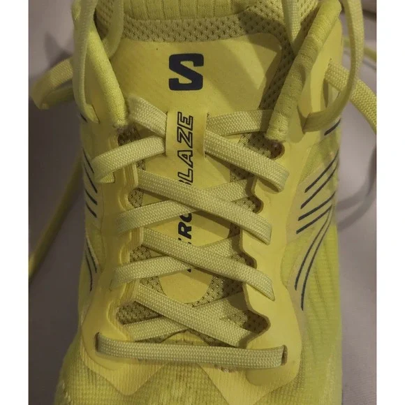 Salomon Mens Phosphor Yellow & Blue Aero Blaze Running Shoes Sneakers Size 9.5 - Picture 6 of 16